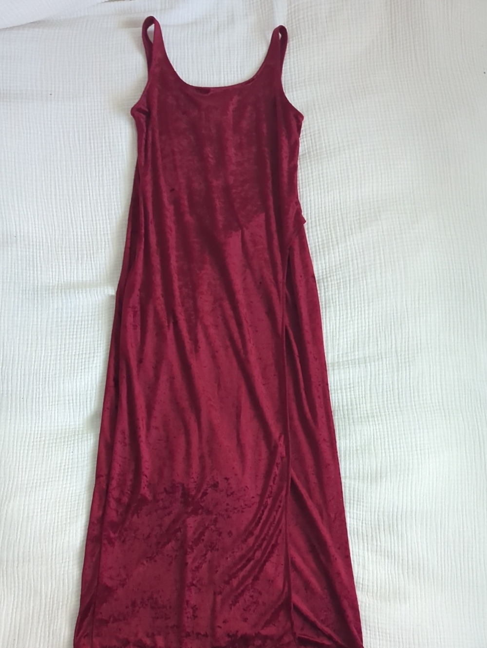 Vintage Wine-Red Velvet Maxi Slip Dress